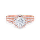 Halo Engagement Ring Accent Dazzling Simulated Cubic Zirconia 925 Sterling Silver