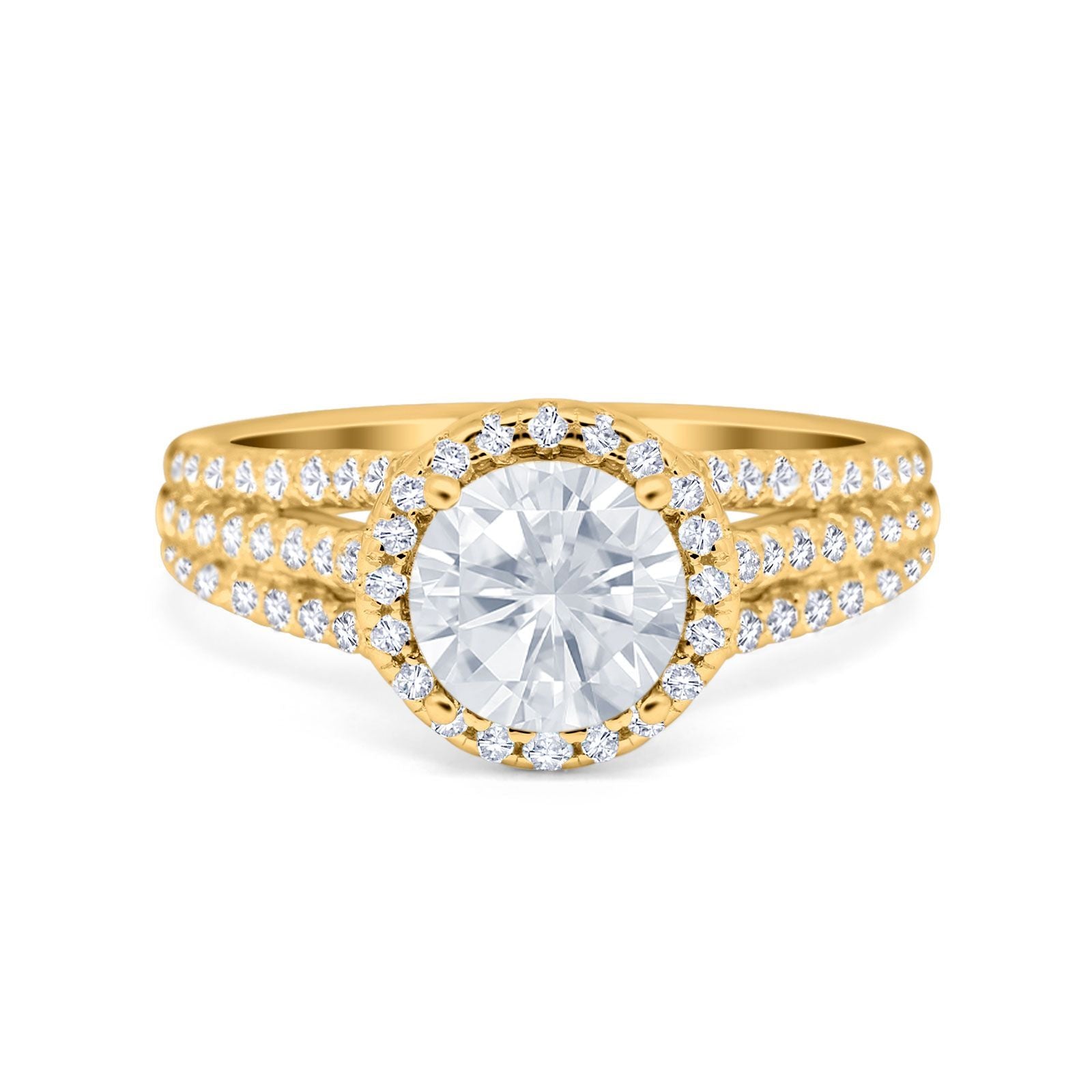 Halo Engagement Ring Accent Dazzling Simulated Cubic Zirconia 925 Sterling Silver