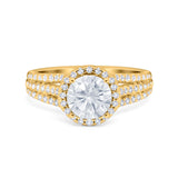 Halo Engagement Ring Accent Dazzling Simulated Cubic Zirconia 925 Sterling Silver