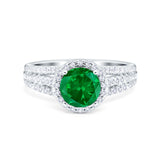 Halo Engagement Ring Accent Dazzling Simulated Cubic Zirconia 925 Sterling Silver