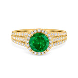 Halo Engagement Ring Accent Dazzling Simulated Cubic Zirconia 925 Sterling Silver