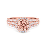 Halo Engagement Ring Accent Dazzling Simulated Cubic Zirconia 925 Sterling Silver