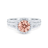 Halo Engagement Ring Accent Dazzling Simulated Cubic Zirconia 925 Sterling Silver