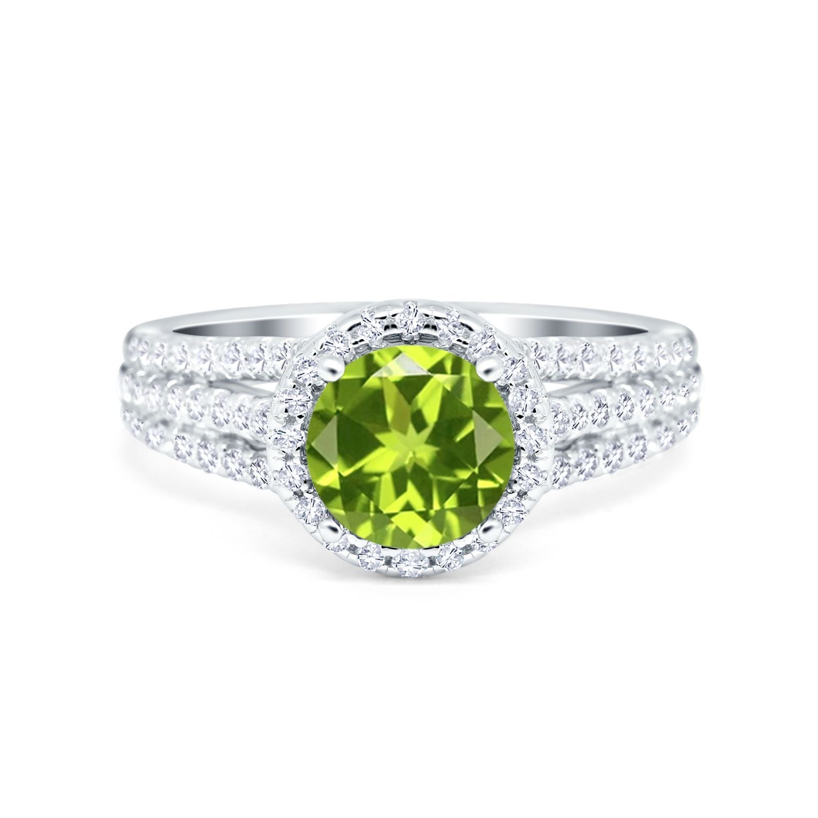 Halo Engagement Ring Accent Dazzling Simulated Cubic Zirconia 925 Sterling Silver