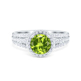 Halo Engagement Ring Accent Dazzling Simulated Cubic Zirconia 925 Sterling Silver