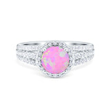 Halo Engagement Ring Accent Dazzling Simulated Cubic Zirconia 925 Sterling Silver