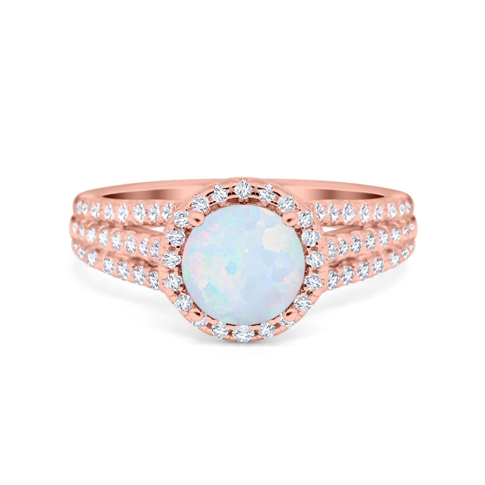 Halo Engagement Ring Accent Dazzling Simulated Cubic Zirconia 925 Sterling Silver