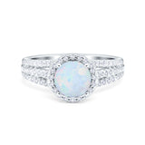 Halo Engagement Ring Accent Dazzling Simulated Cubic Zirconia 925 Sterling Silver