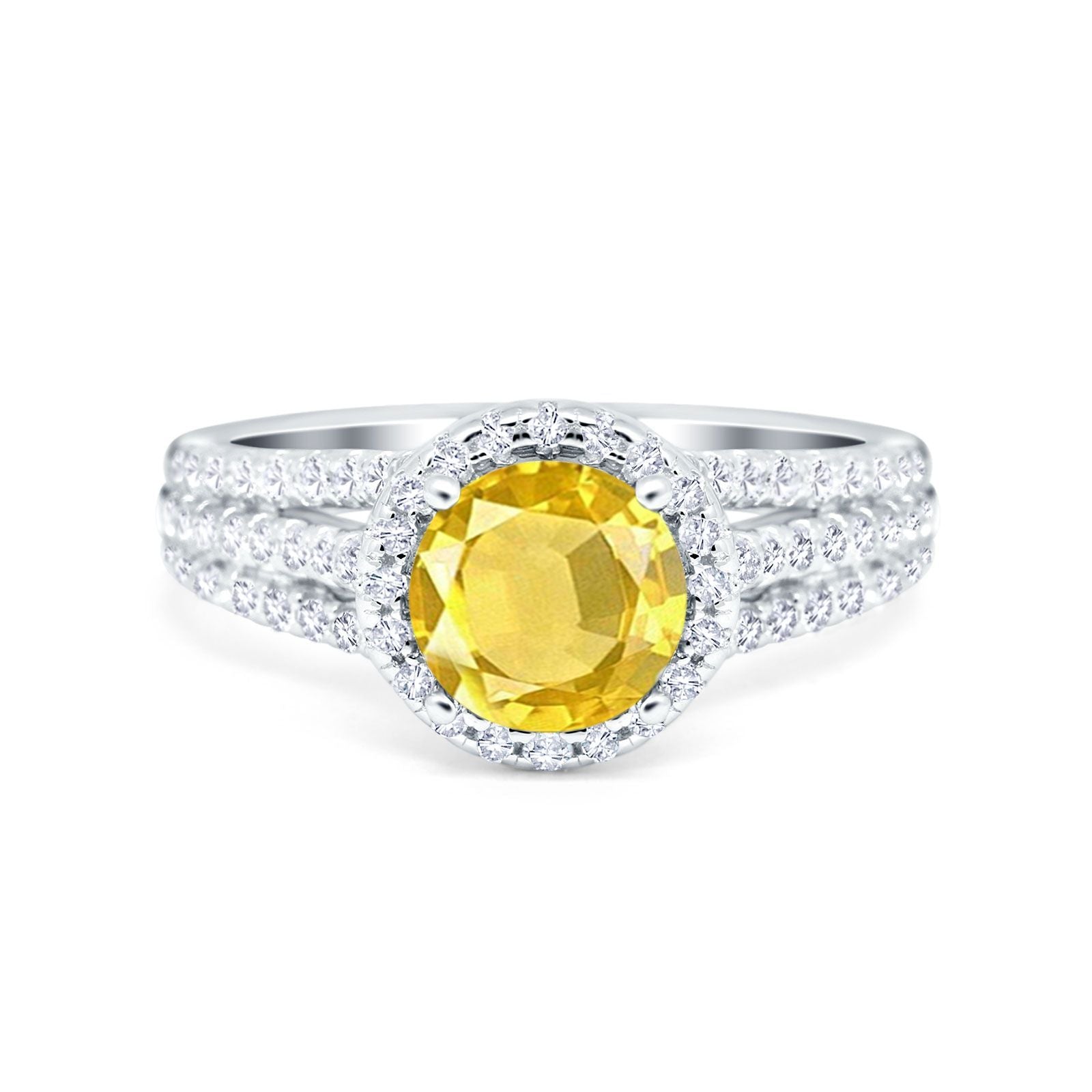 Halo Engagement Ring Accent Dazzling Simulated Cubic Zirconia 925 Sterling Silver