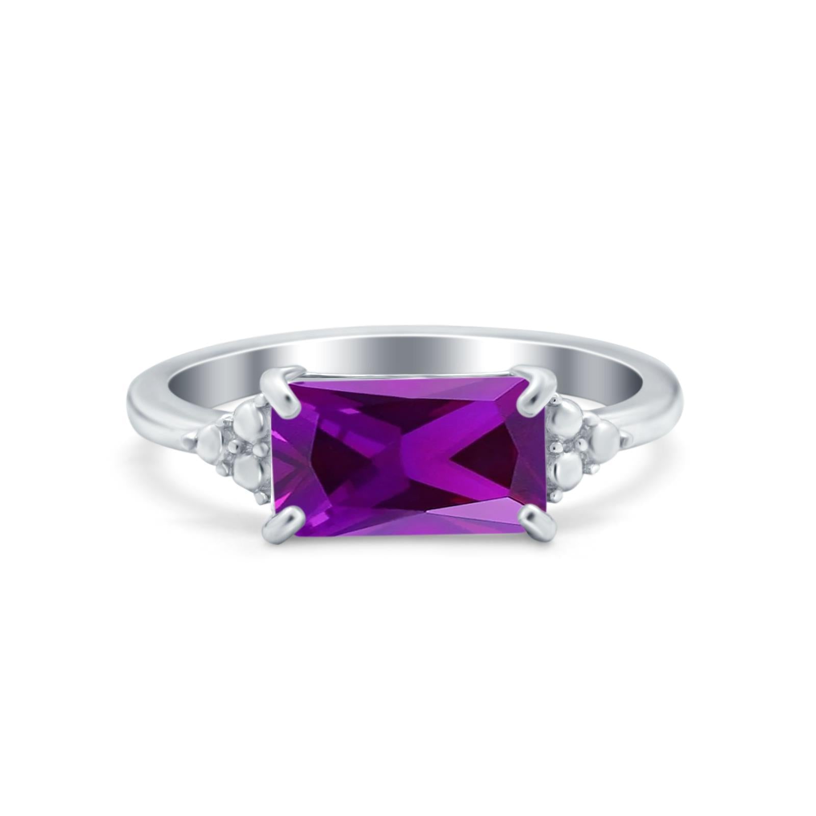 Sideways Fashion Ring Dainty Simulated Cubic Zirconia 925 Sterling Silver