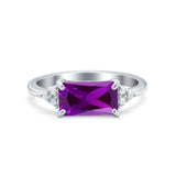 Sideways Fashion Ring Dainty Simulated Cubic Zirconia 925 Sterling Silver