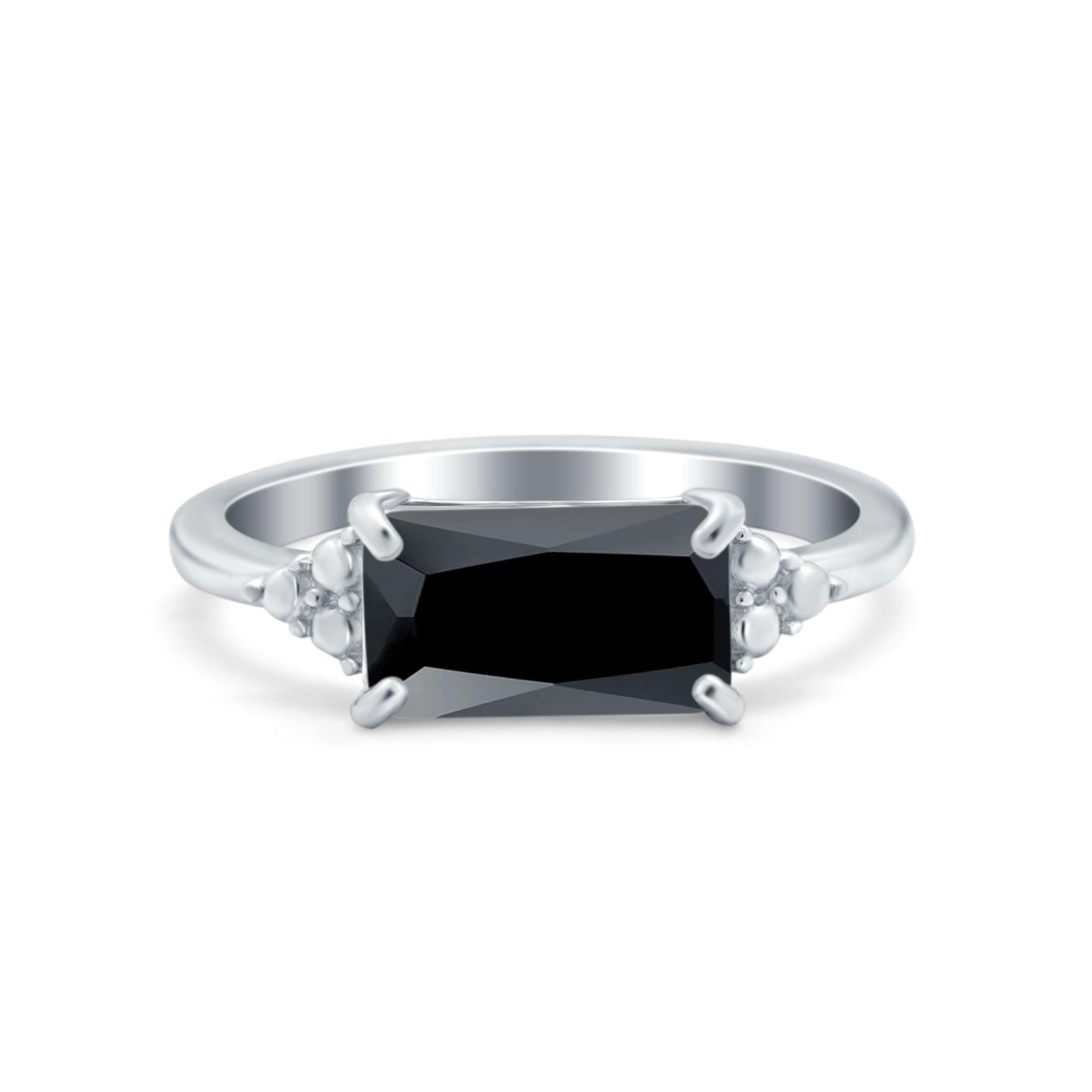 Sideways Fashion Ring Dainty Simulated Cubic Zirconia 925 Sterling Silver