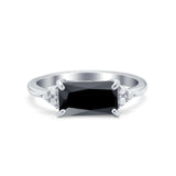 Sideways Fashion Ring Dainty Simulated Cubic Zirconia 925 Sterling Silver