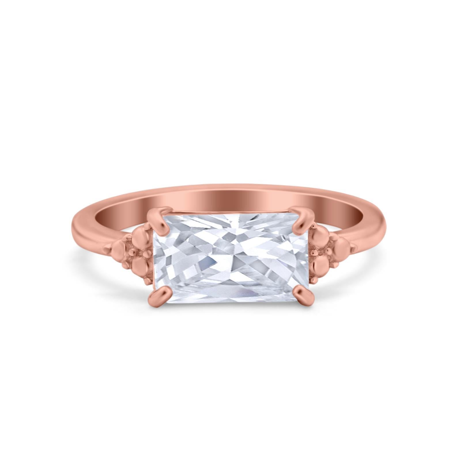 Sideways Fashion Ring Dainty Simulated Cubic Zirconia 925 Sterling Silver