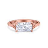 Sideways Fashion Ring Dainty Simulated Cubic Zirconia 925 Sterling Silver