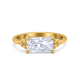 Sideways Fashion Ring Dainty Simulated Cubic Zirconia 925 Sterling Silver