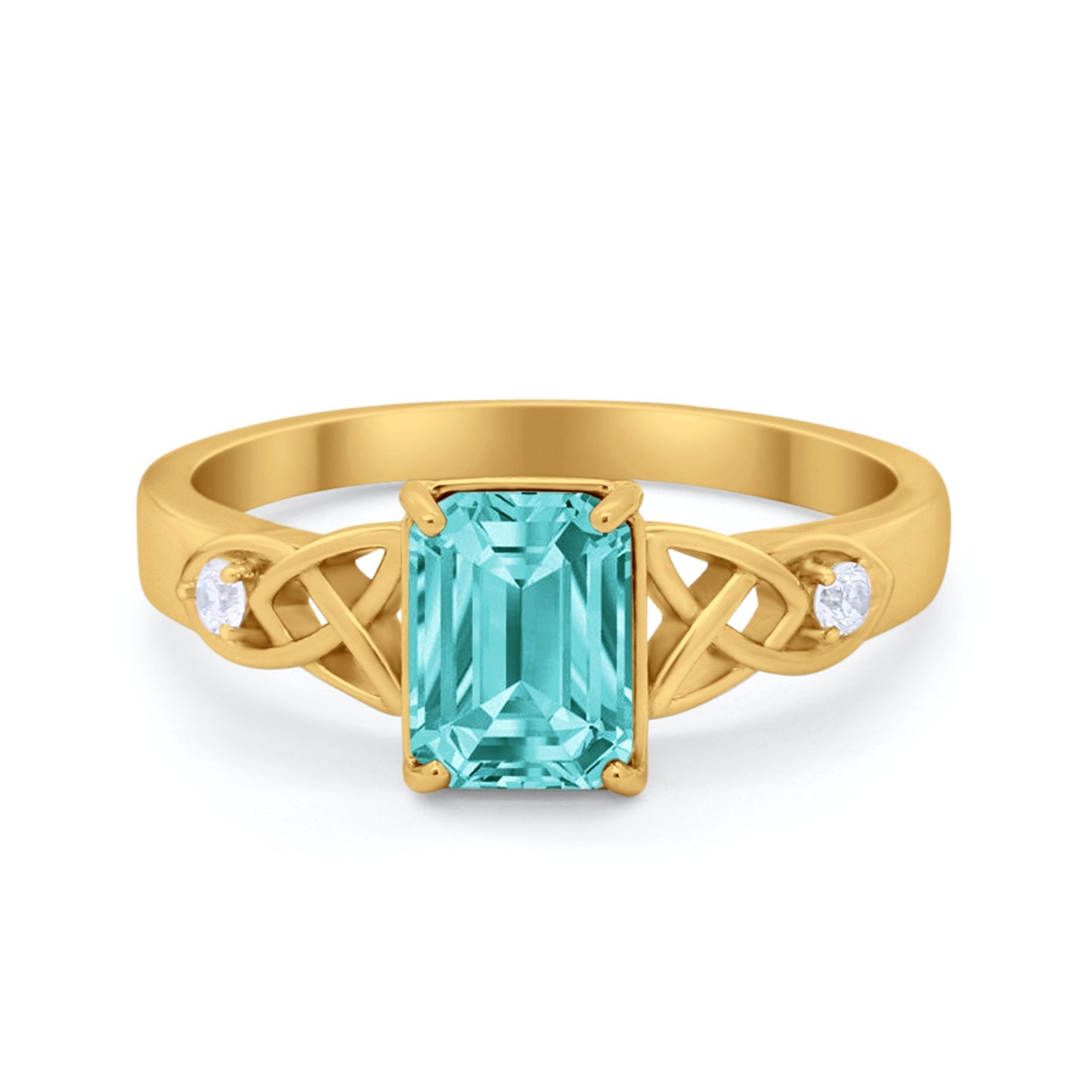 Wedding Ring Emerald Cut Round Simulated Cubic Zirconia 925 Sterling Silver