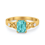 Wedding Ring Emerald Cut Round Simulated Cubic Zirconia 925 Sterling Silver