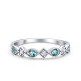 Art Deco Stacking Half Eternity Wedding Ring Simulated Round CZ 925 Sterling Silver