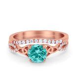 Celtic Wedding Ring Band Simulated Cubic Zirconia 925 Sterling Silver
