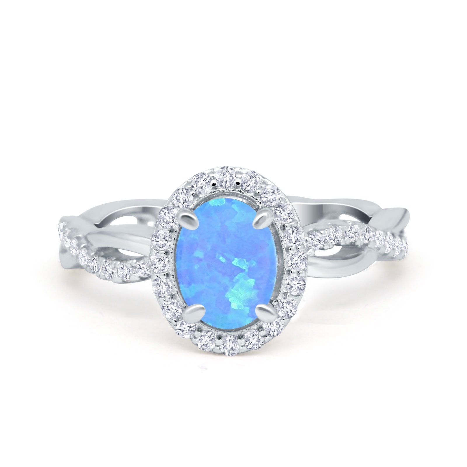 Halo Infinity Shank Engagement Ring Simulated Cubic Zirconia 925 Sterling Silver