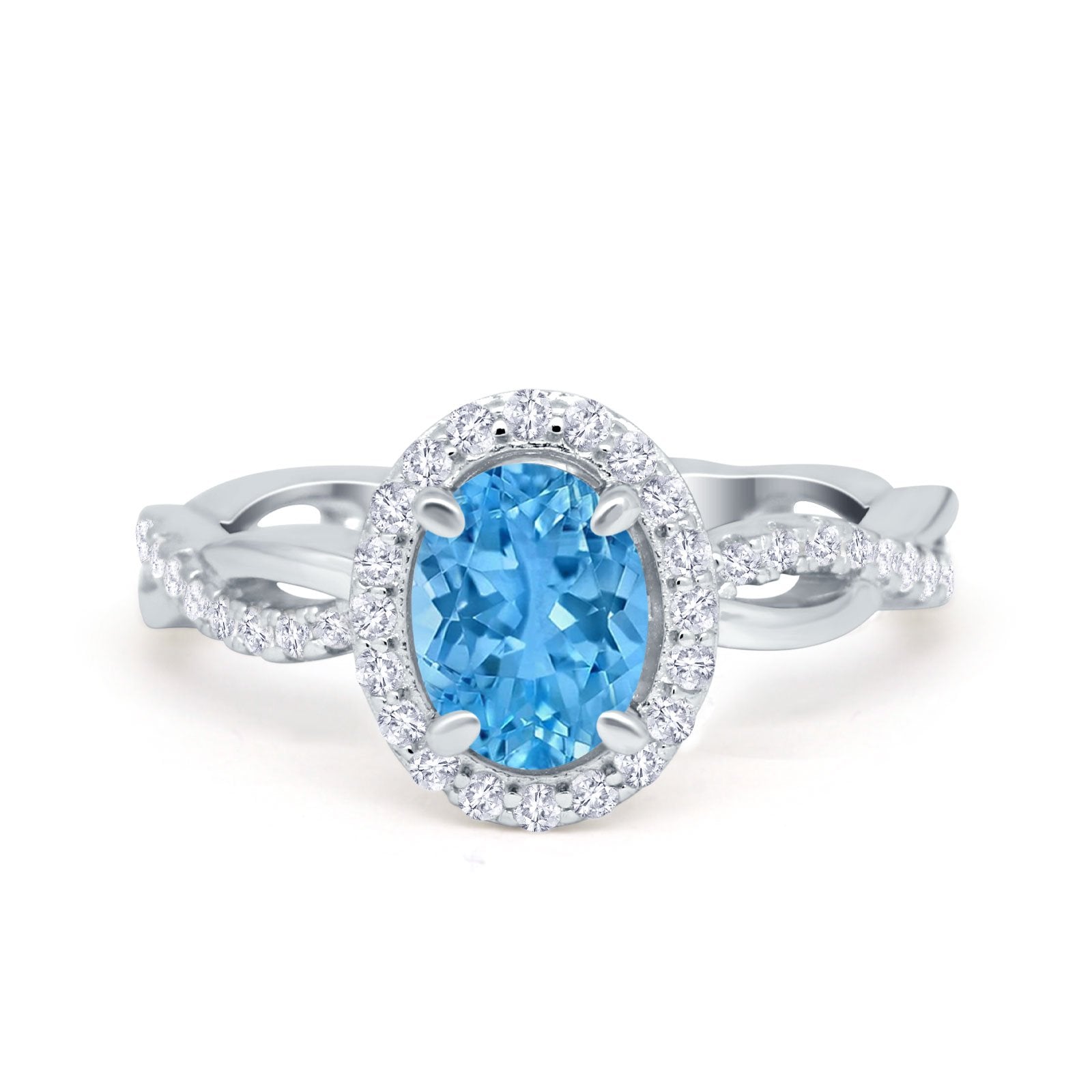 Halo Infinity Shank Engagement Ring Simulated Cubic Zirconia 925 Sterling Silver