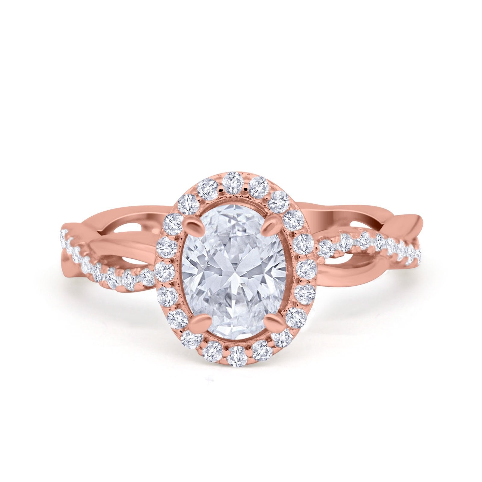 Halo Infinity Shank Engagement Ring Simulated Cubic Zirconia 925 Sterling Silver