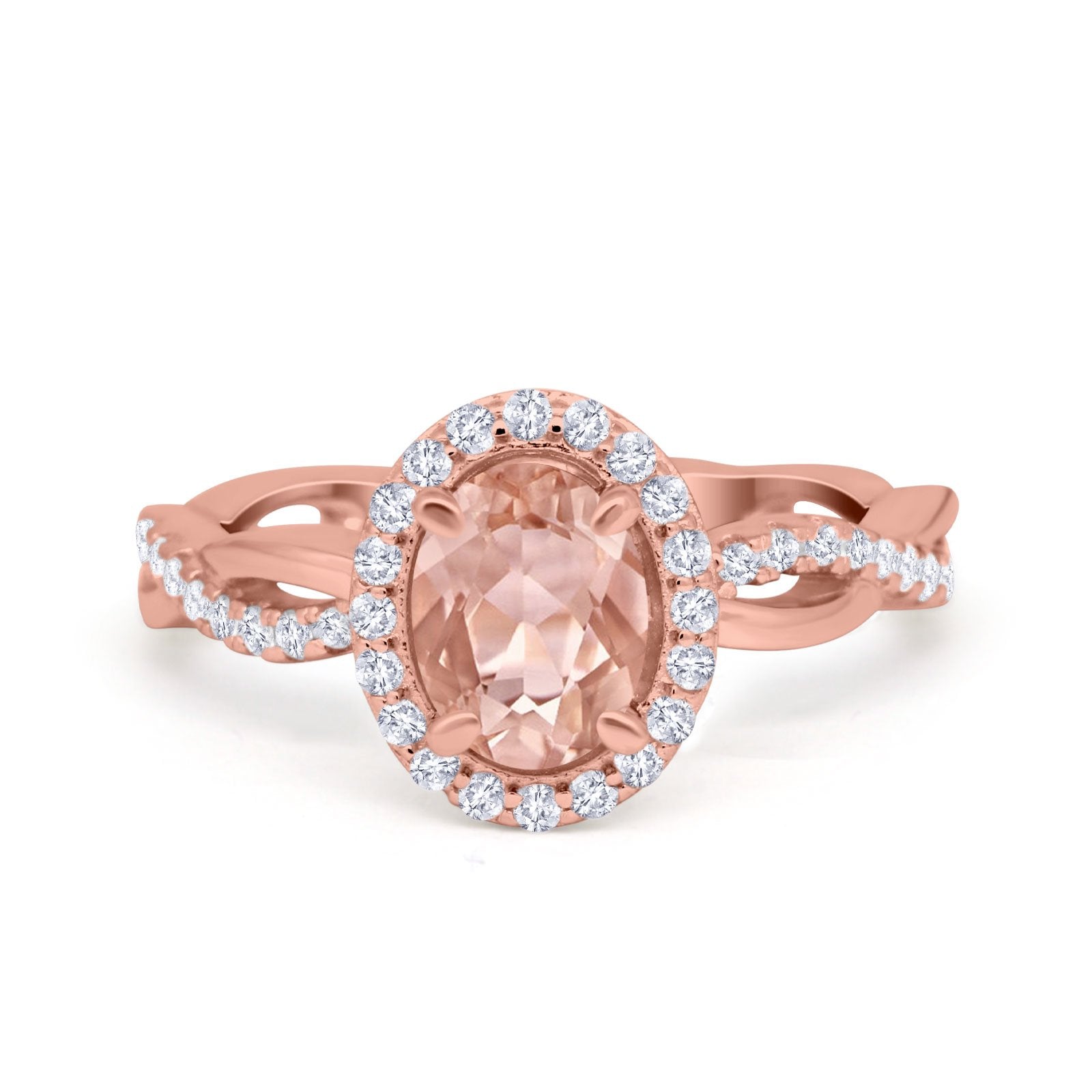 Halo Infinity Shank Engagement Ring Simulated Cubic Zirconia 925 Sterling Silver