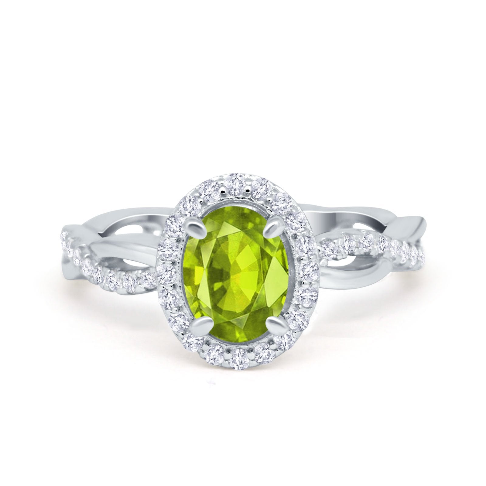 Halo Infinity Shank Engagement Ring Simulated Cubic Zirconia 925 Sterling Silver