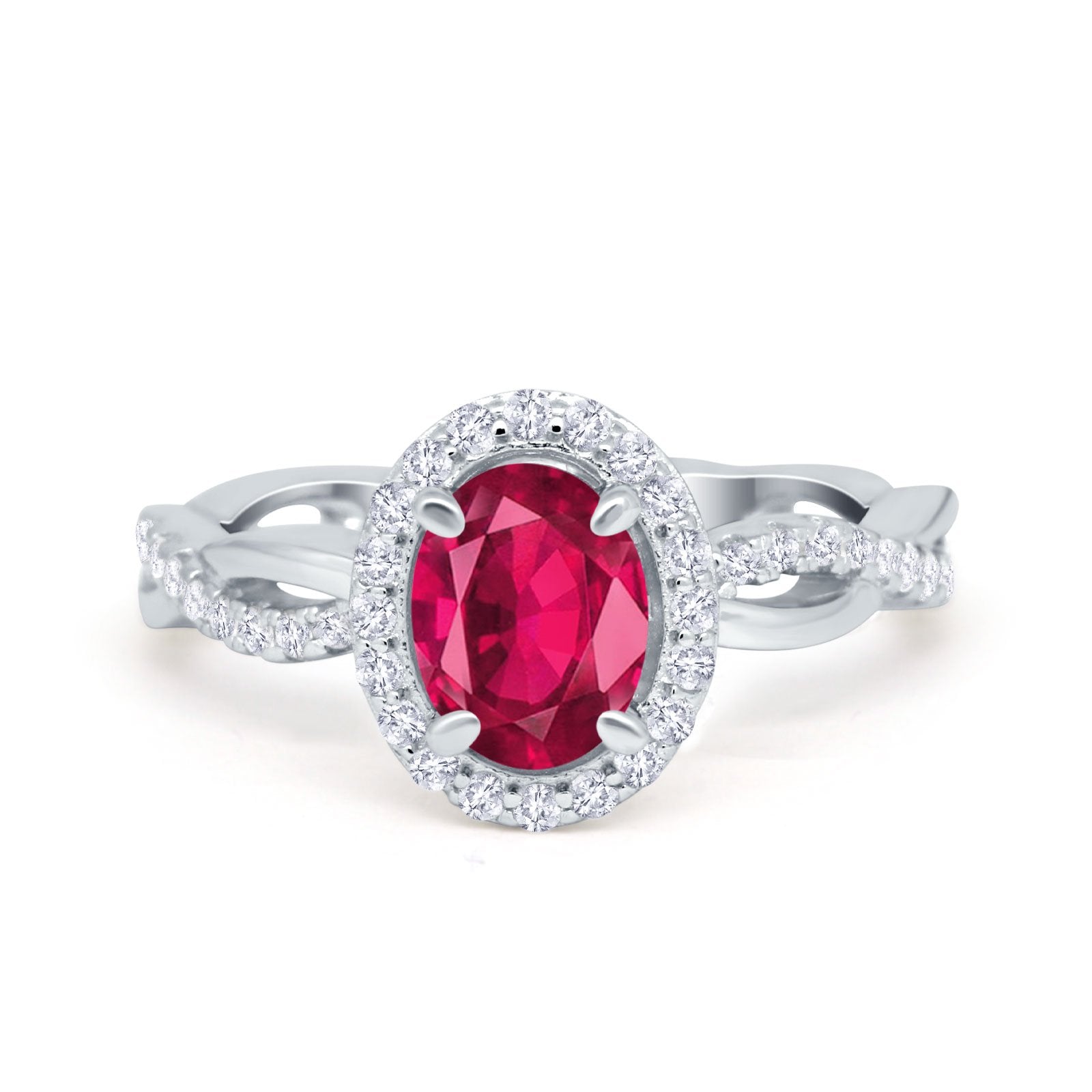 Halo Infinity Shank Engagement Ring Simulated Cubic Zirconia 925 Sterling Silver