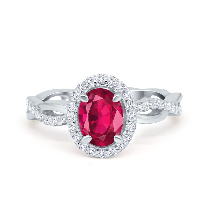 Halo Infinity Shank Engagement Ring Simulated Cubic Zirconia 925 Sterling Silver