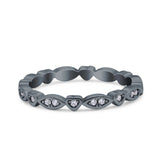 3mm Full Eternity Art Deco Marquise & Heart Wedding Band Simulated Cubic Zirconia 925 Sterling Silver