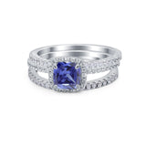 3Piece Wedding Ring Band Round Simulated Cubic Zirconia 925 Sterling Silver