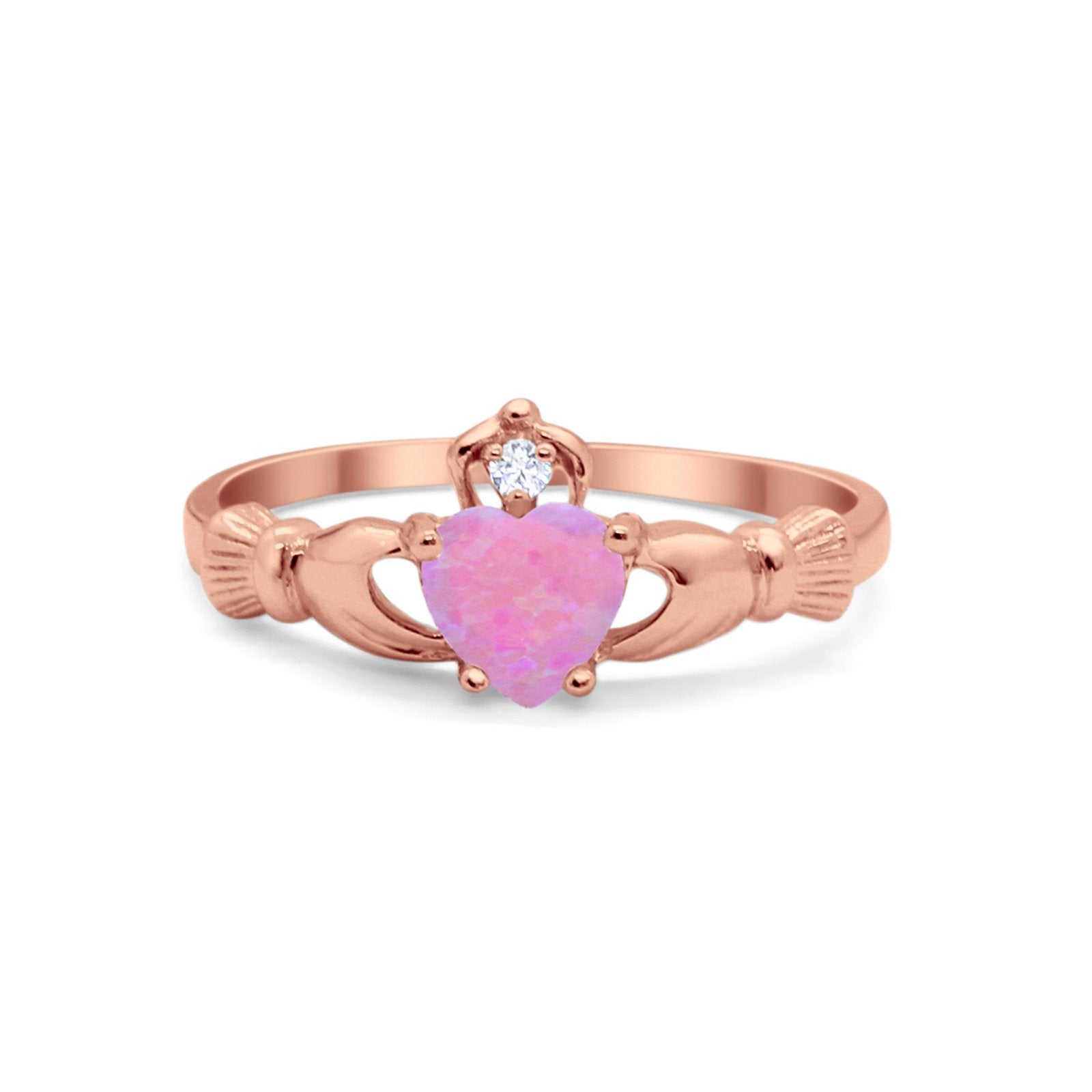 Heart Shape Simulated Cubic Zirconia Claddagh Wedding Ring 925 Sterling Silver