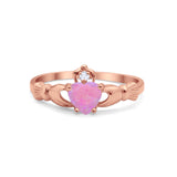 Heart Shape Simulated Cubic Zirconia Claddagh Wedding Ring 925 Sterling Silver