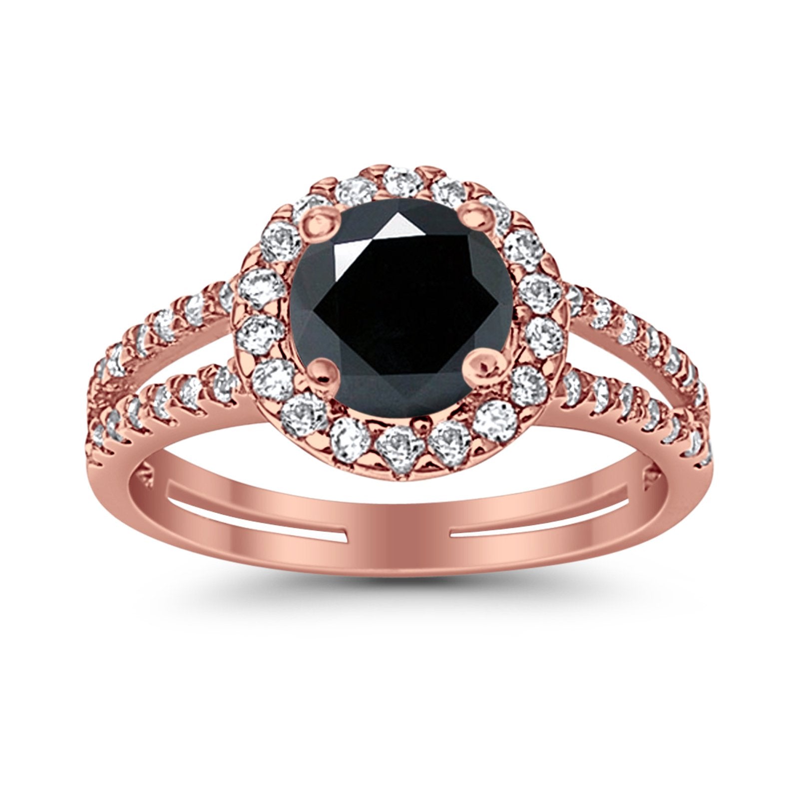 Halo Split Shank Engagement Ring Simulated Cubic Zirconia 925 Sterling Silver