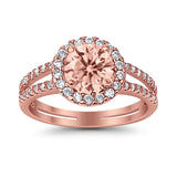 Halo Split Shank Engagement Ring Simulated Cubic Zirconia 925 Sterling Silver
