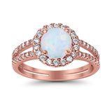 Halo Split Shank Engagement Ring Simulated Cubic Zirconia 925 Sterling Silver