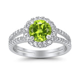Halo Split Shank Engagement Ring Simulated Cubic Zirconia 925 Sterling Silver