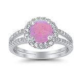 Halo Split Shank Engagement Ring Simulated Cubic Zirconia 925 Sterling Silver