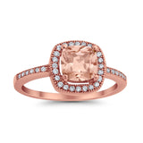 Halo Art Deco Design Ring Round Simulated Cubic Zirconia 925 Sterling Silver