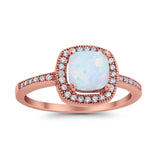 Halo Art Deco Design Ring Round Simulated Cubic Zirconia 925 Sterling Silver