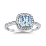 Halo Art Deco Design Ring Round Simulated Cubic Zirconia 925 Sterling Silver