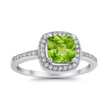 Halo Art Deco Design Ring Round Simulated Cubic Zirconia 925 Sterling Silver