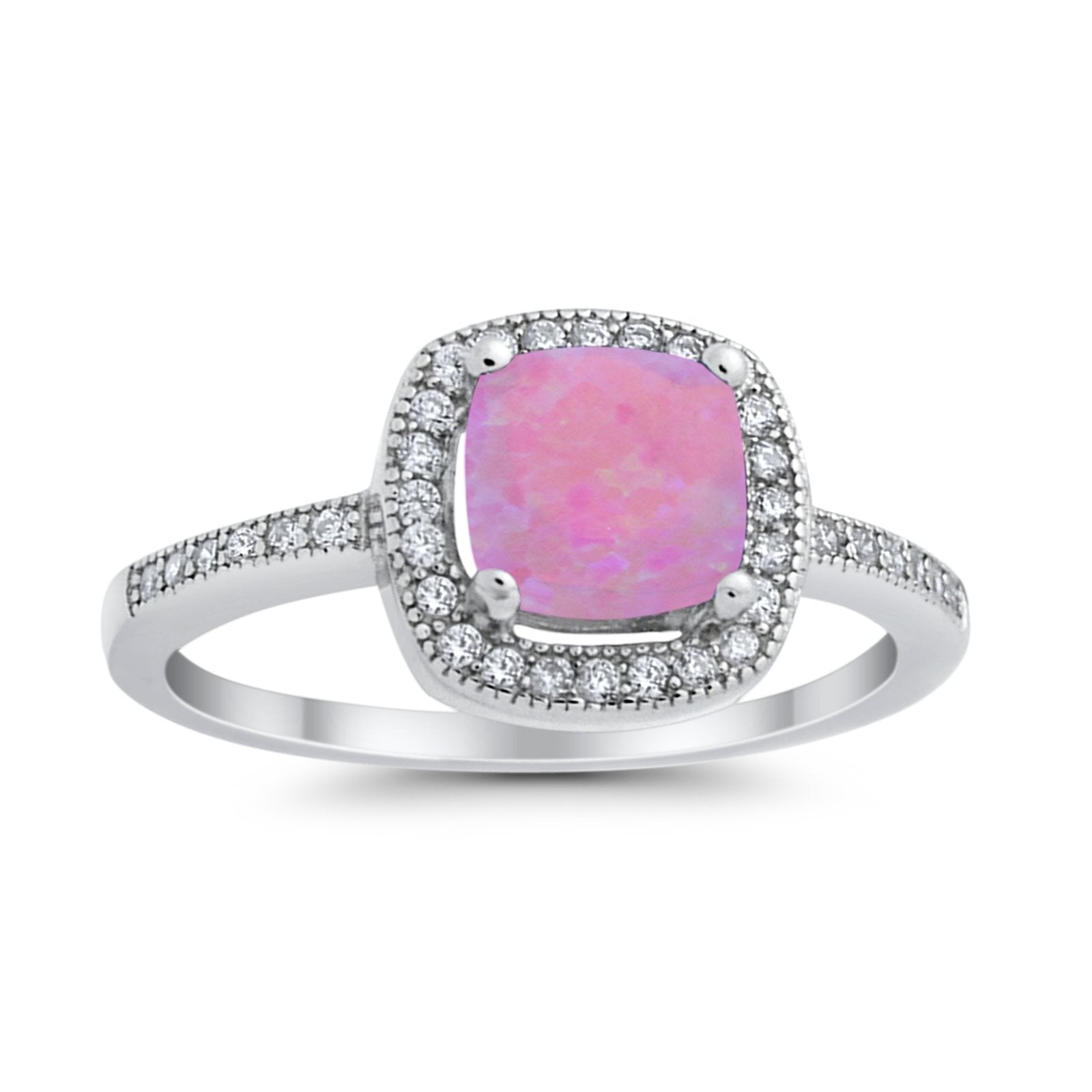 Halo Art Deco Design Ring Round Simulated Cubic Zirconia 925 Sterling Silver