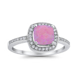 Halo Art Deco Design Ring Round Simulated Cubic Zirconia 925 Sterling Silver