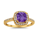 Halo Art Deco Design Ring Round Simulated Cubic Zirconia 925 Sterling Silver