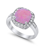 Halo Wedding Ring Cushion Cut Simulated CZ 925 Sterling Silver