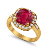 Halo Wedding Ring Cushion Cut Simulated CZ 925 Sterling Silver