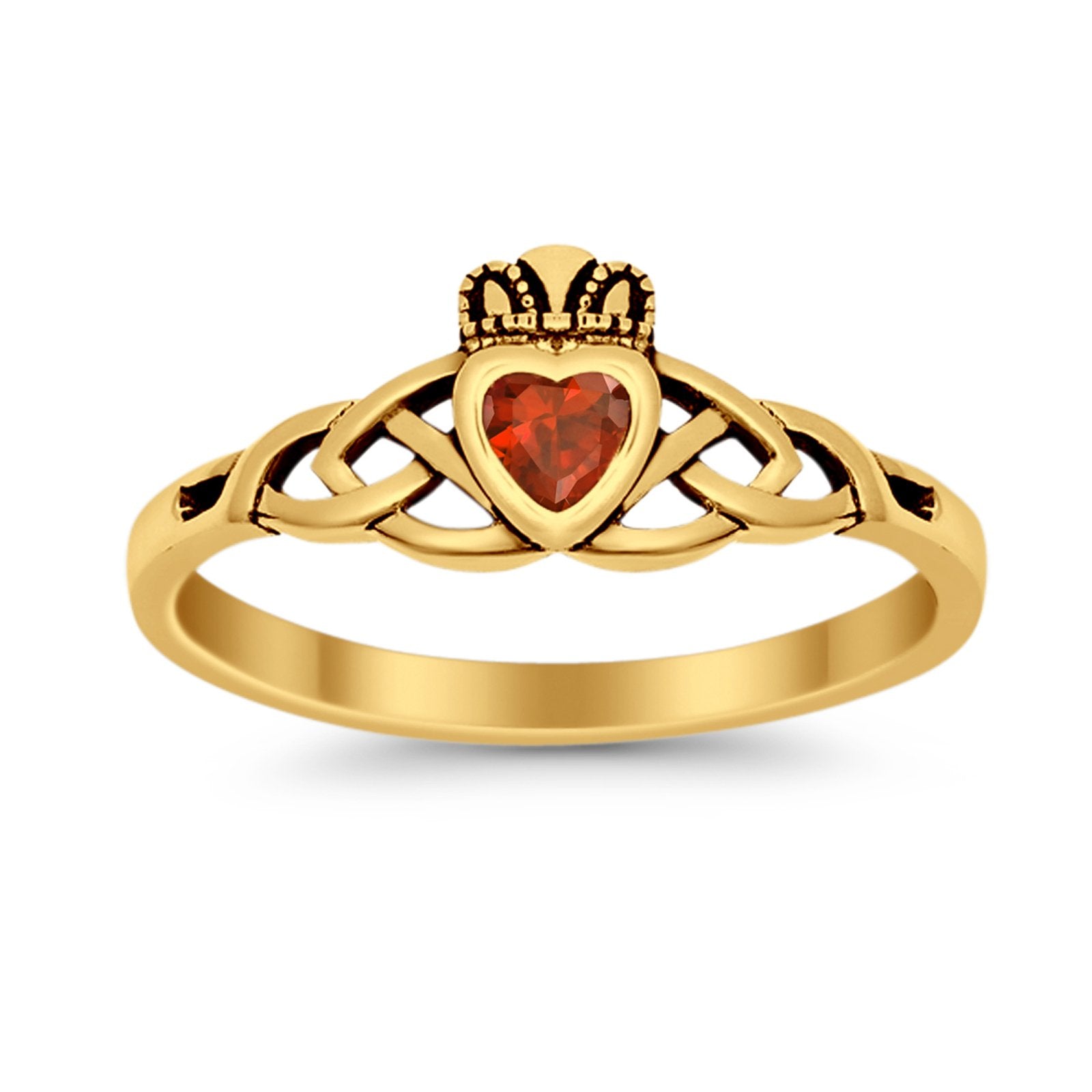 Celtic Knot Claddagh Ring Simulated Cubic Zirconia 925 Sterling Silver
